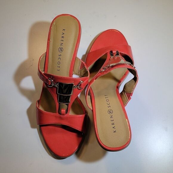 KAREN SCOTT WEDGE STYLE OPEN TOE SLIP-ON WOMEN"S SANDAL - Picture 5 of 15